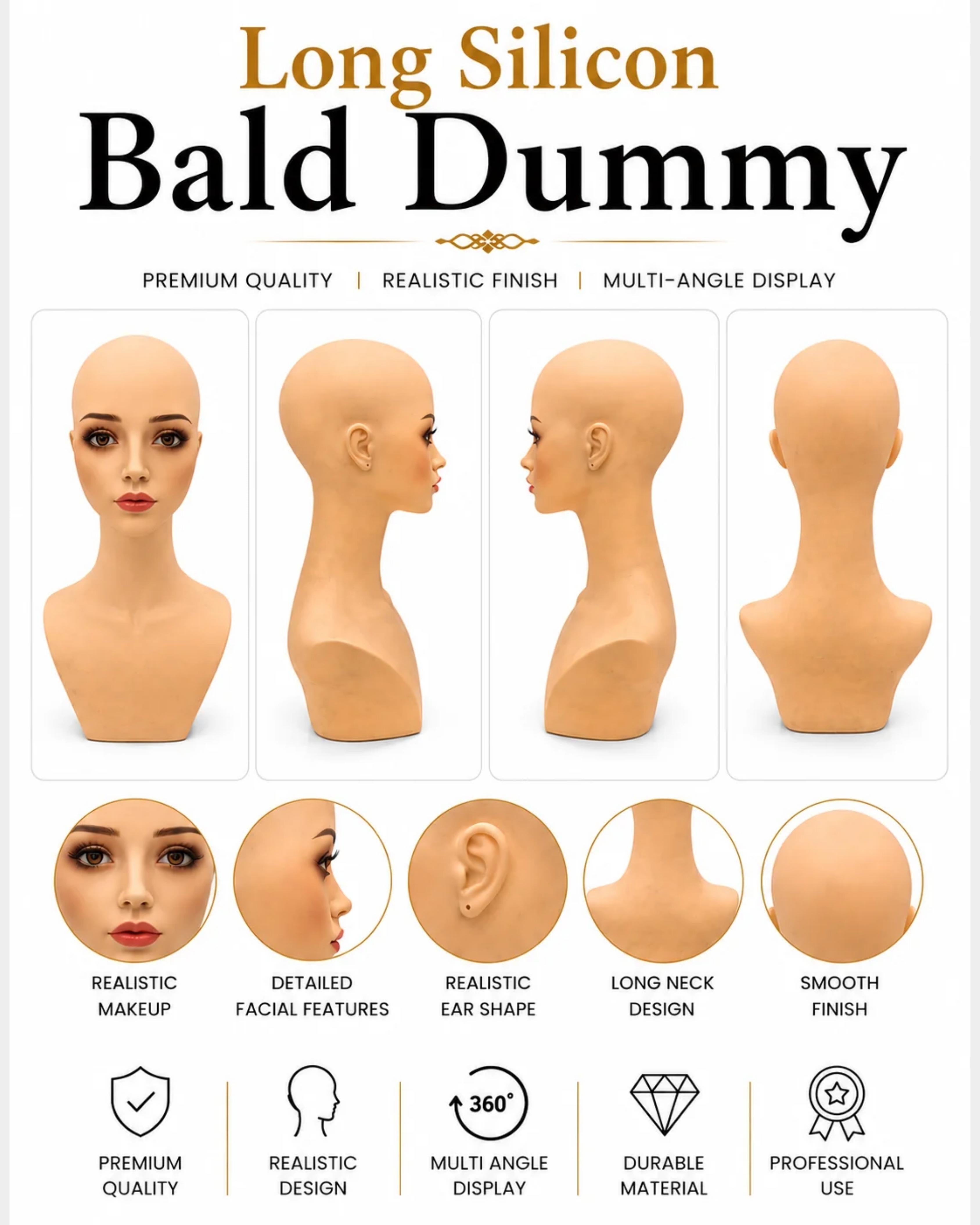 Bald Dummy with Shoulder Silicone Body