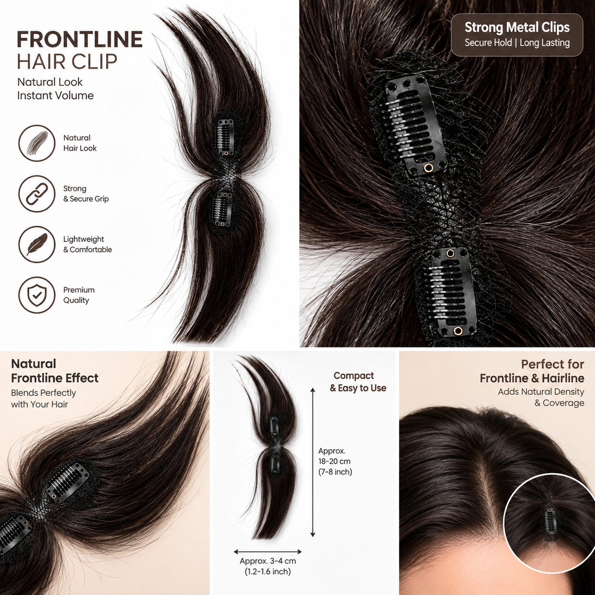 2 Clip Frontline Human Hair