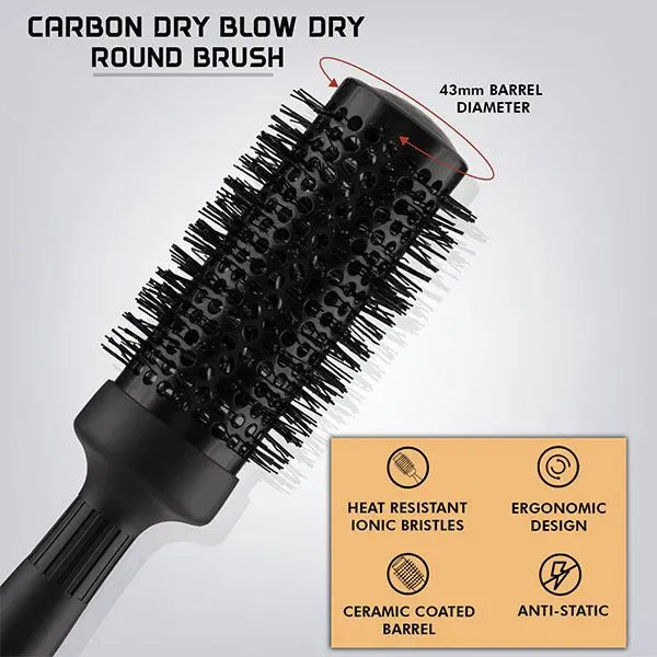 Carbon Dry Round Brush 43mm