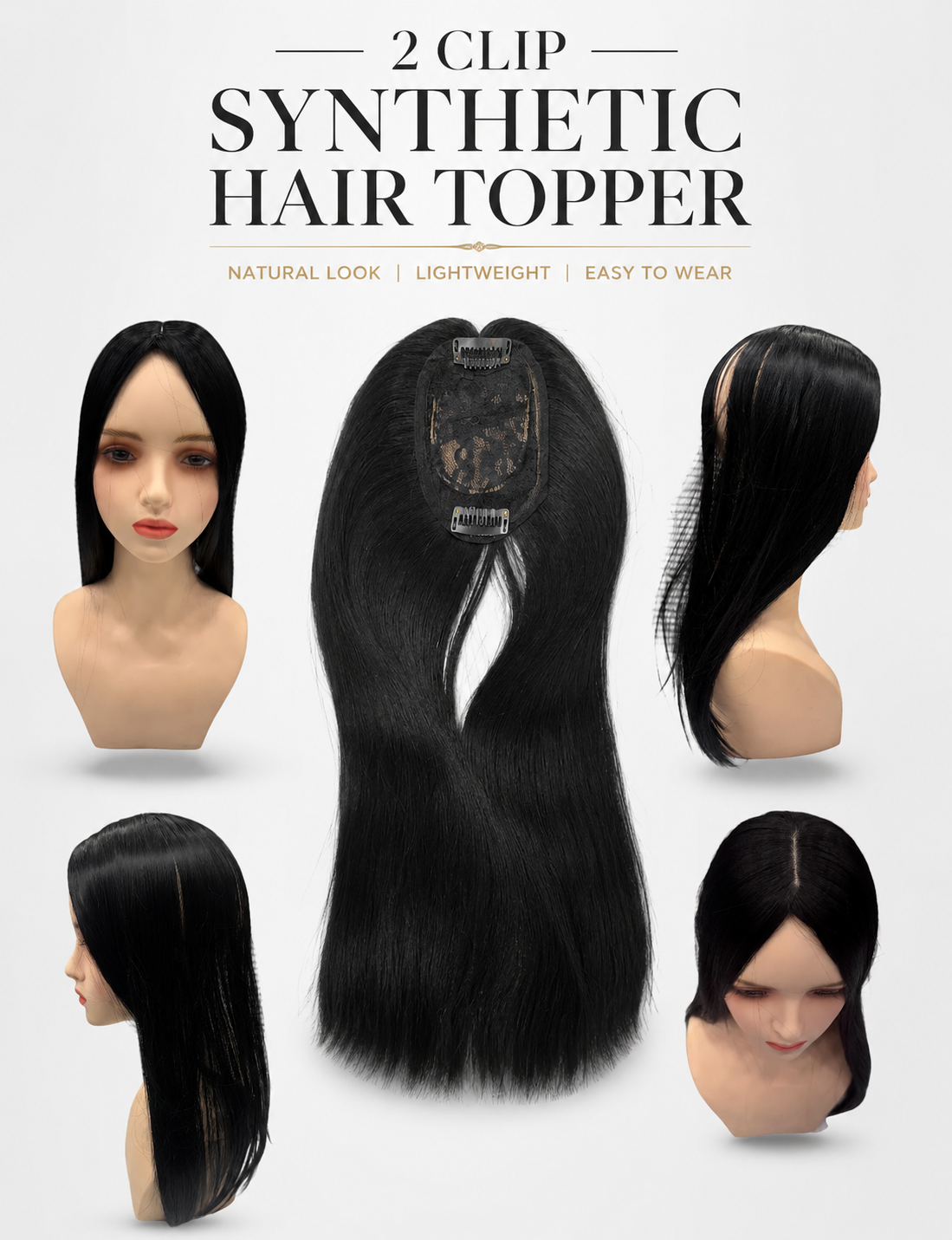 2 Clip Synthetic Hair Topper