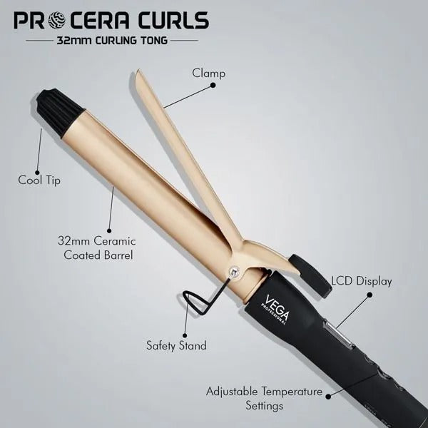 VEGA Pro Cera Curls 32mm Curling Tong