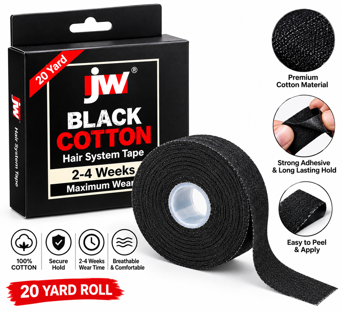 JW Black Cotton Tape