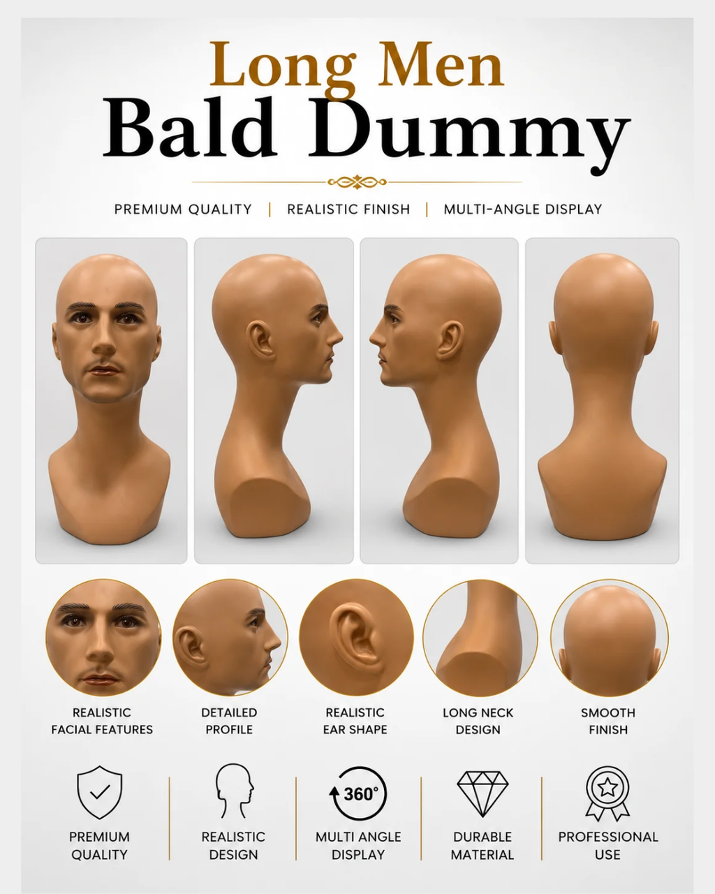 Bald Long Dummy with Shoulder