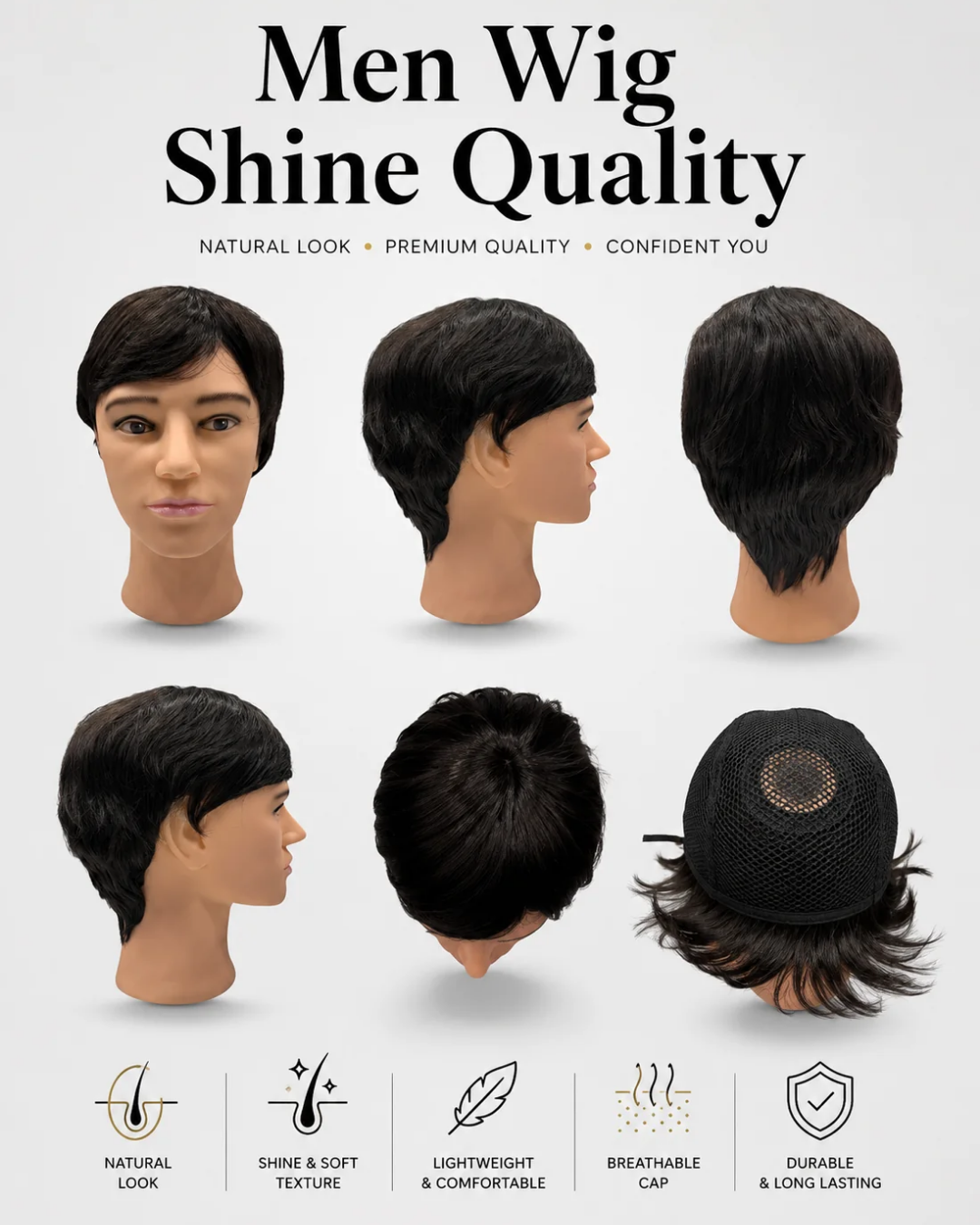 Men Wig Shine Quality