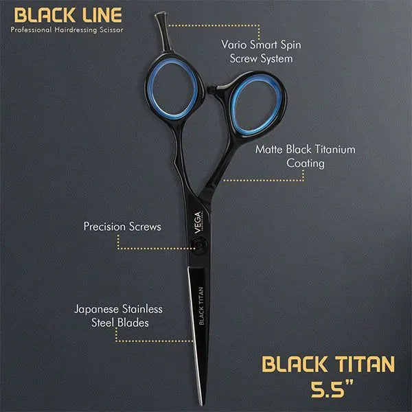 VEGA Black Titan Scissor 5.5 Inch