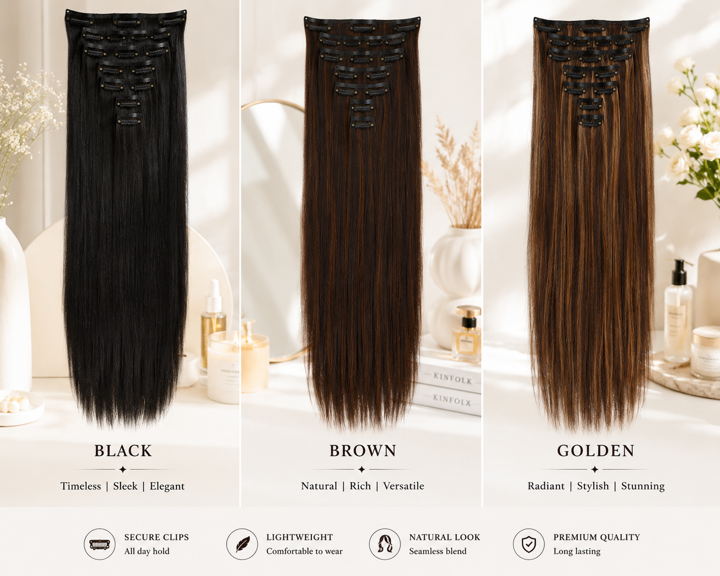 7Pcs Set Clip-In Extension Synthetic