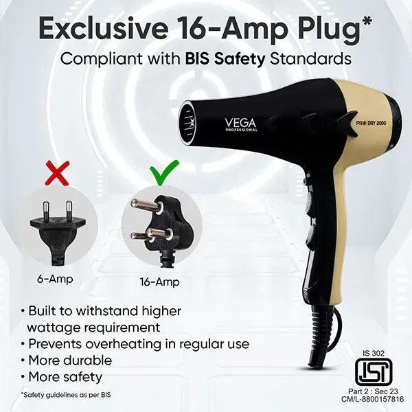 VEGA Pro Dry 2000 Gold Hair Dryer