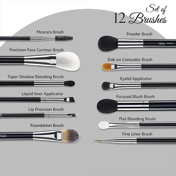 Makeup Brush Set - 12 Brushes
