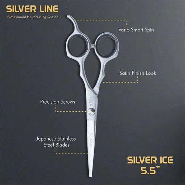 VEGA Silver Ice Matte Scissor 5.5 Inch