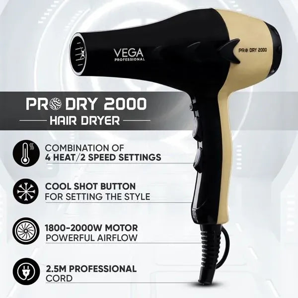 VEGA Pro Dry 2000 Gold Hair Dryer
