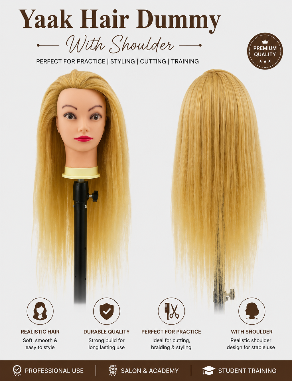Yaak Hair Dummy Light Blonde