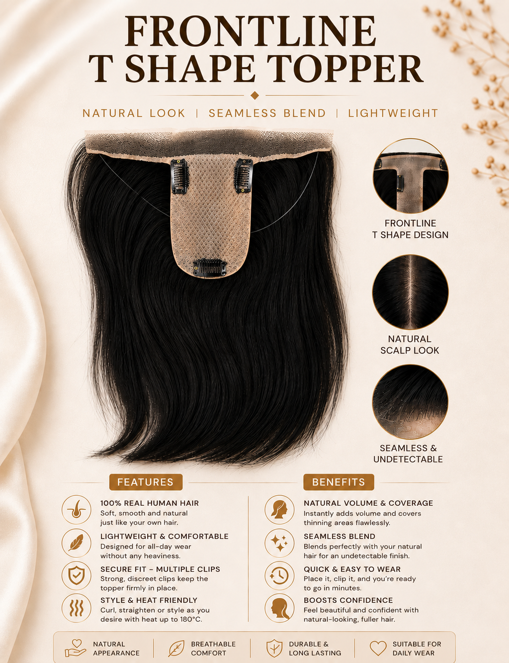 Frontlace Mirage Hair Topper T-Shape