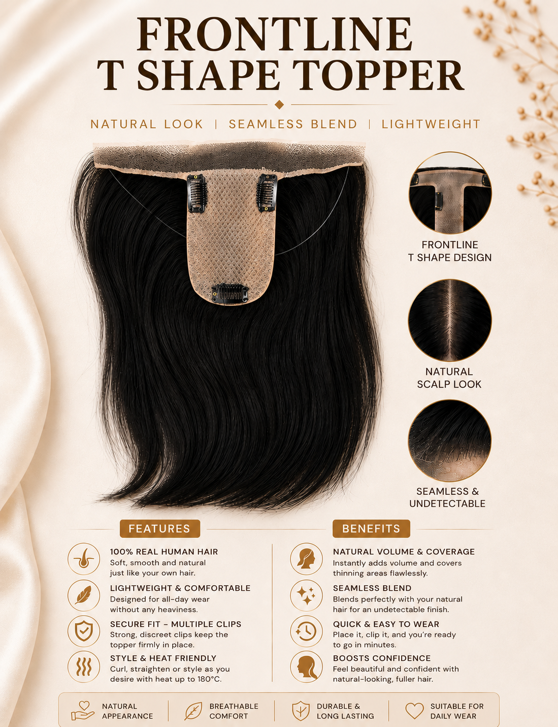 Frontlace Mirage Hair Topper T-Shape