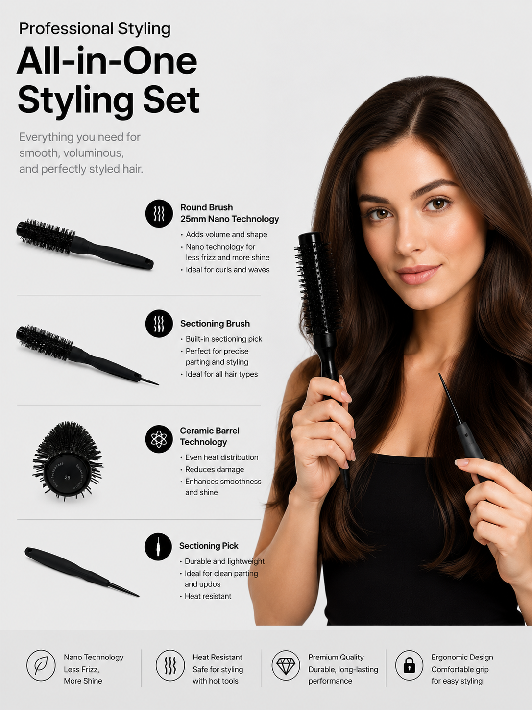 Round Brush 25mm Nano Technology